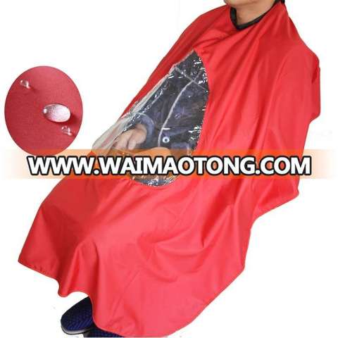 Waterproof Customized Hair Beauty Salon Apron With PVC Window Salon Cape Barber Cape See Through